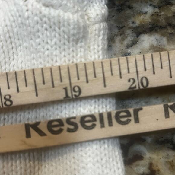 Cream Knitted Floral Embroidered Cardigan Cottagecore Button Sweater Women M - Picture 7 of 7